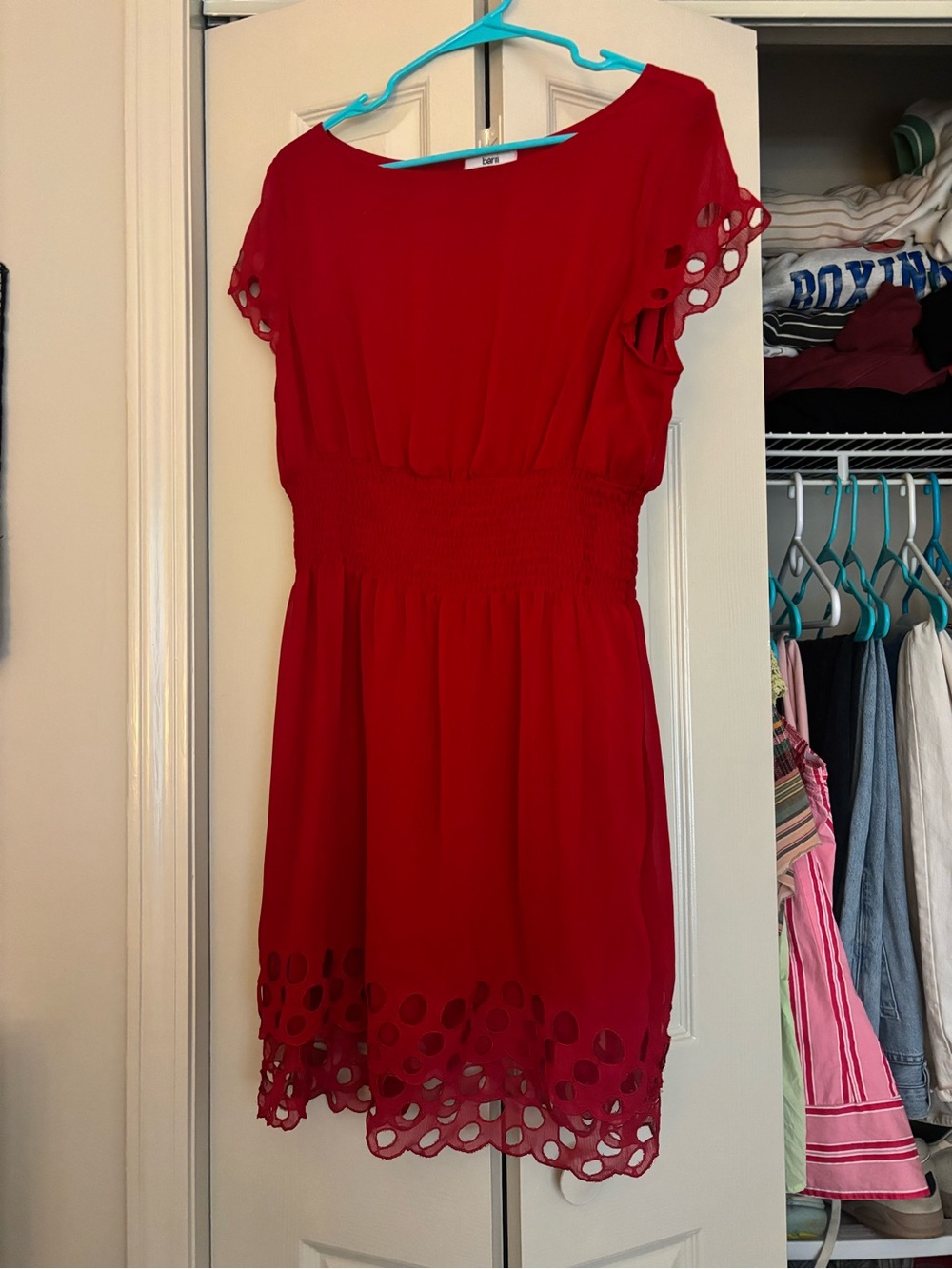 Bar III Vibrant Red Crewneck Dress